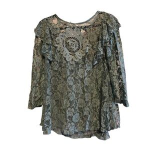 Umgee Large Green Lace Women Top